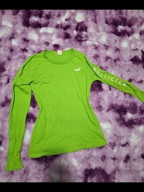 Hollister Neon Green Long-Sleeve Crew Tee